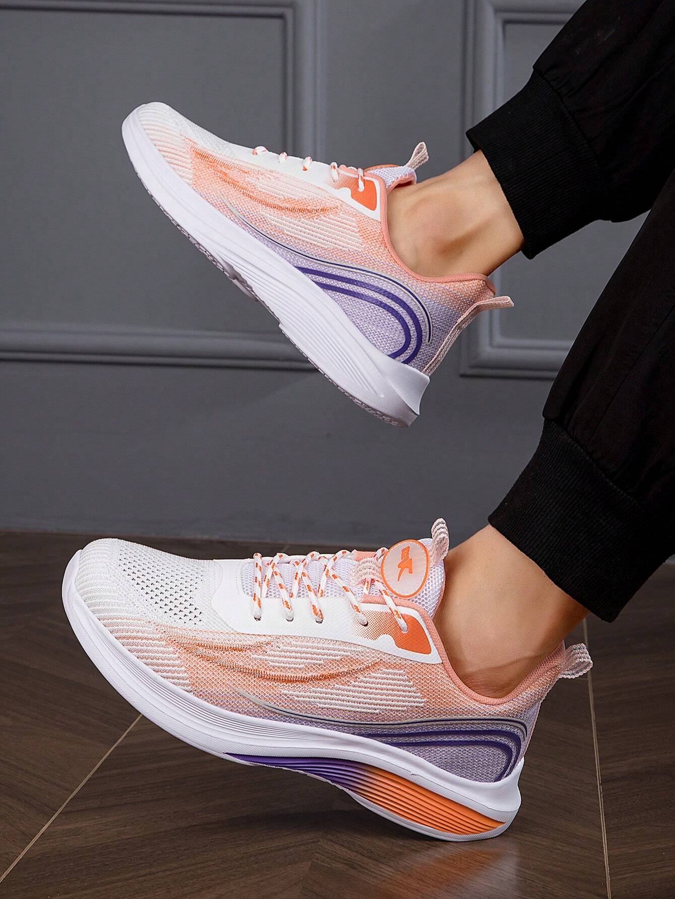 7674 a11-03 Zapatos Deportivos Para Hombres Con Patrón Texturizado A Dos Colores De Tela Transpirable Antideslizante