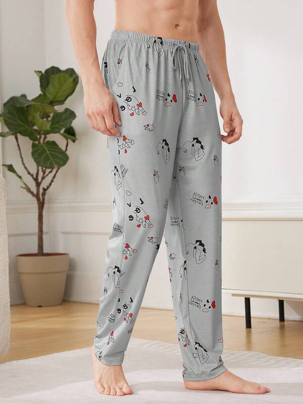 7786 1t-209 Pantalón Divertidos Para El Hogar Con Estampado De Dibujos Animados Para Hombre