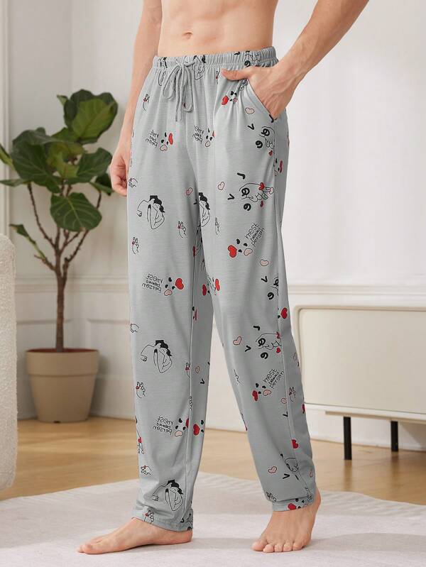 7786 1t-209 Pantalón Divertidos Para El Hogar Con Estampado De Dibujos Animados Para Hombre