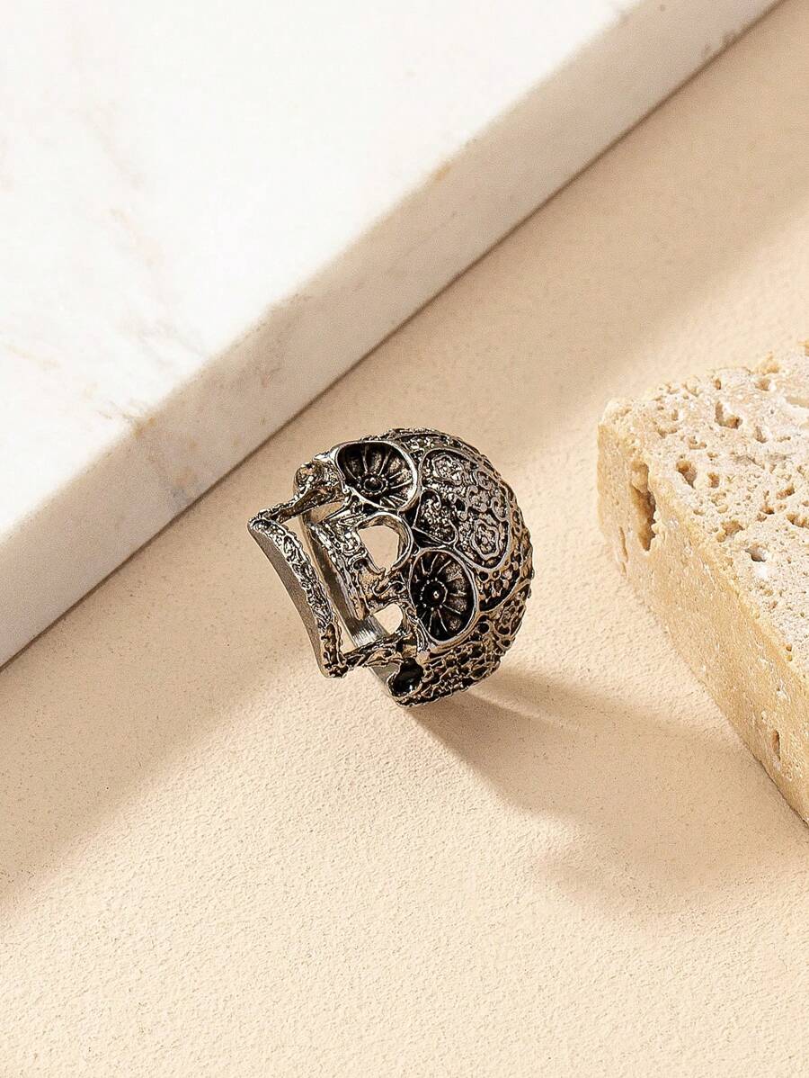 11484 1b-03-19  1 Pieza Anillo De Personalidad De Moda Con Cabeza De Calavera Geométrico (popular En Europa Y América)