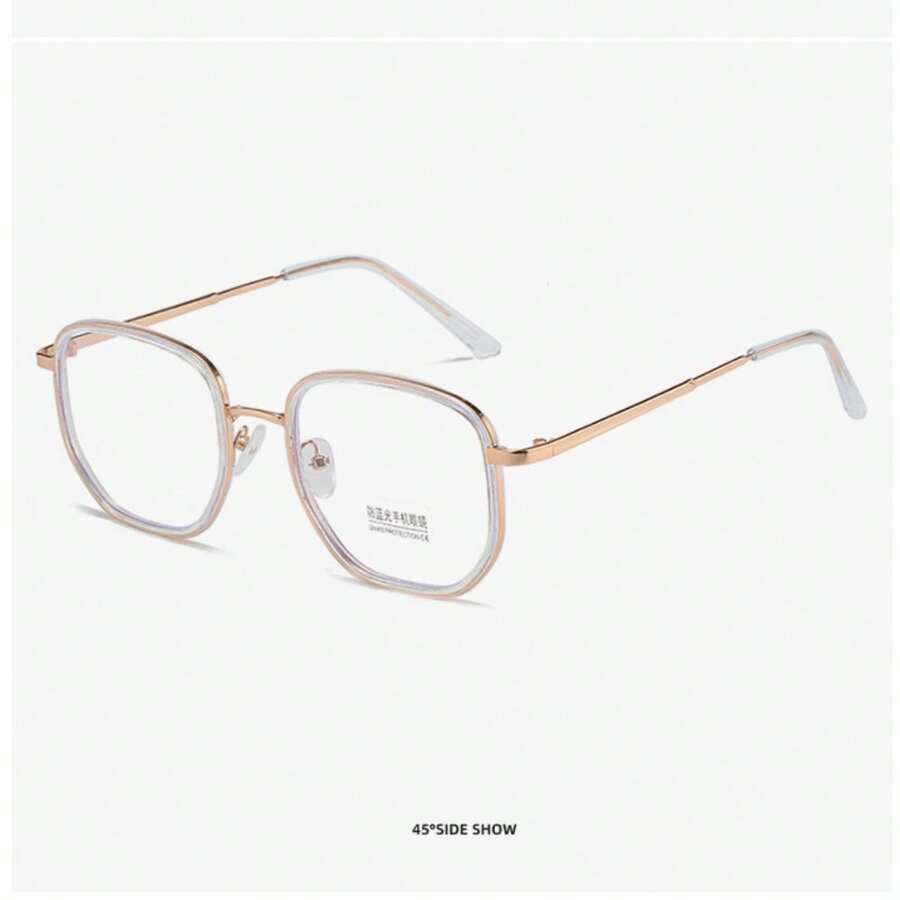 8537 a07-07 Gafas De Bloqueo De Luz Azul Metálicas De Decoración Geométrica Con Marco De Mariposa Nuevo Para Mujeres