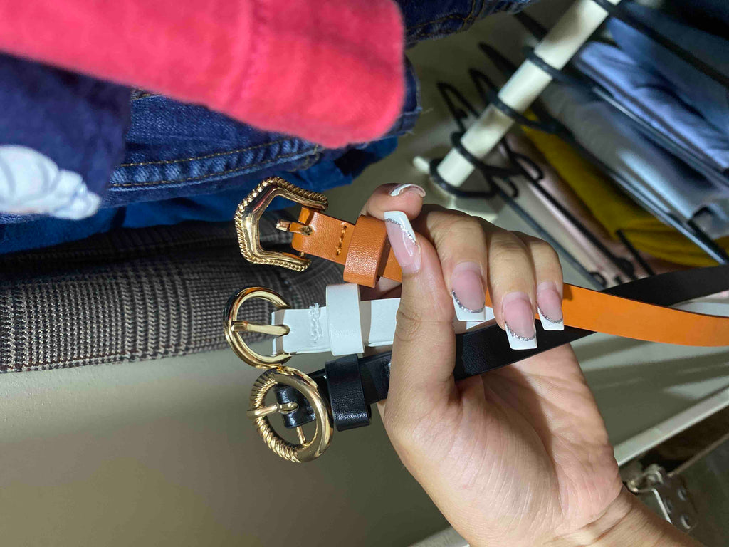 10205 1a-026 Una Pieza Cinturón delgado con con hebilla redonda