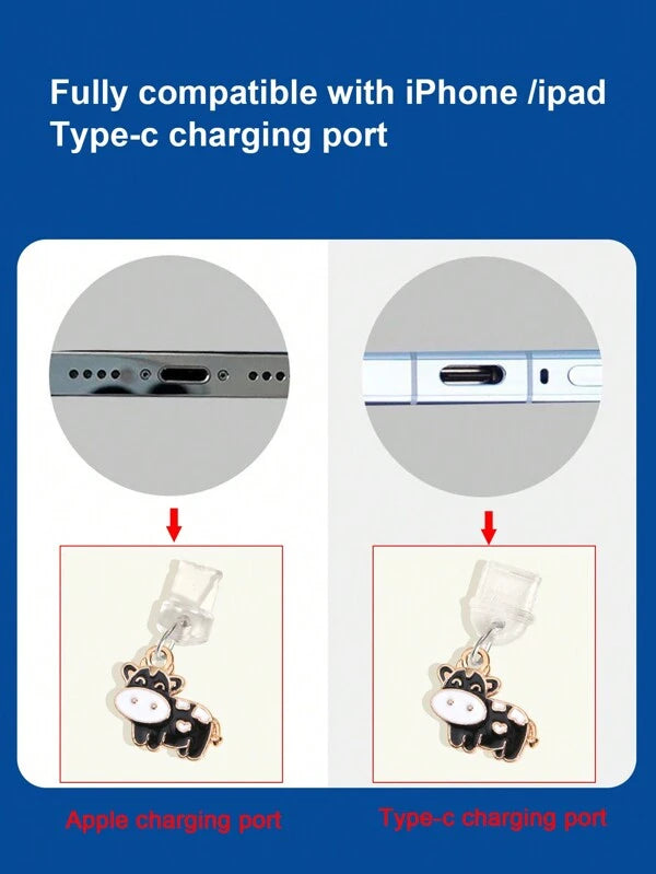 7114 2t-341 Una Pieza Tapón De Polvo Con Forma De Vaca Para Puerto De Carga Y Puerto De Datos