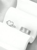9376 1b-070 Juego De Anillos ajustable En Forma De Corazón De Acero Inoxidable