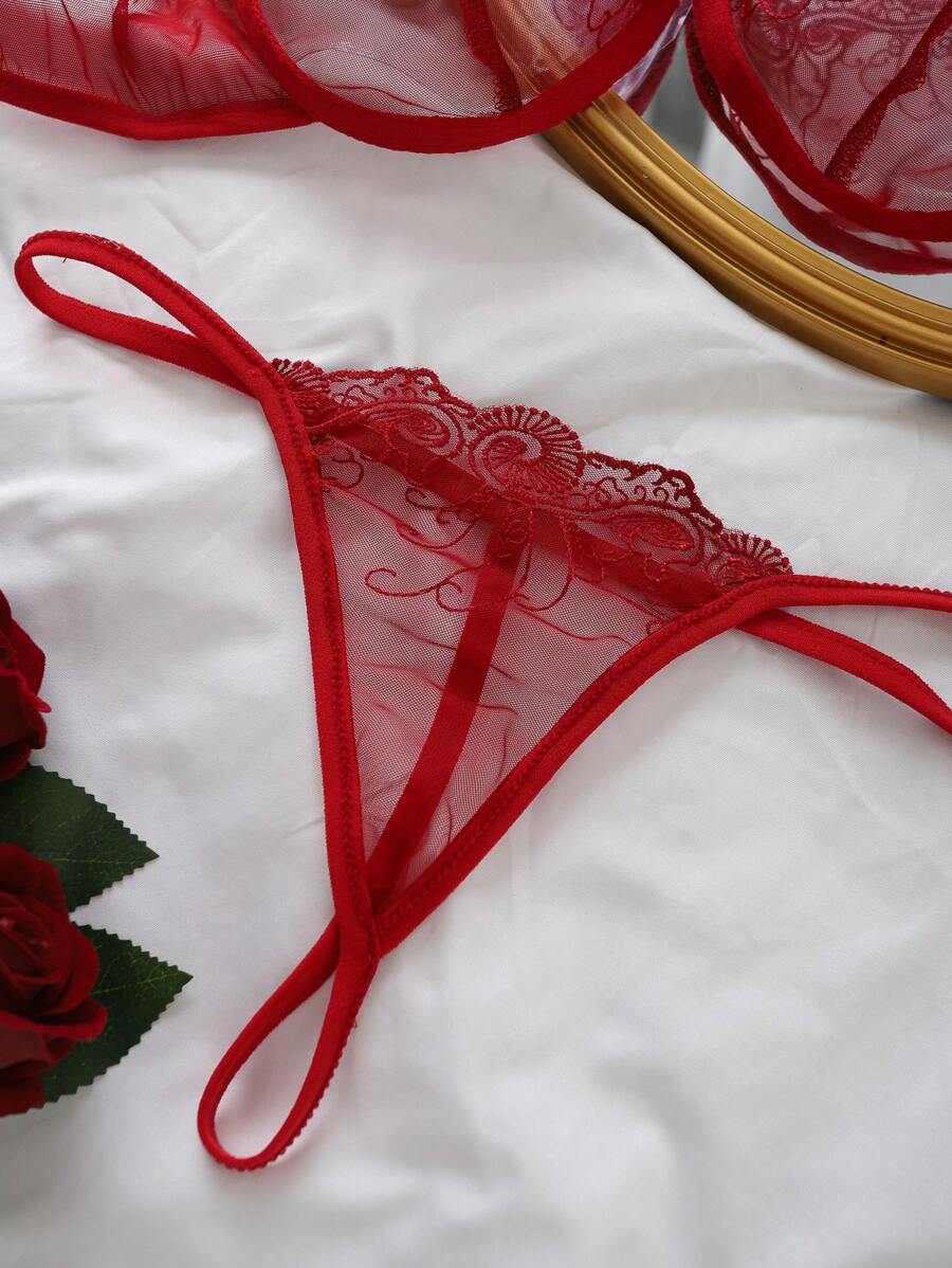 8985 1a-050 Conjunto De Lencería Sexy De 2 Piezas En Rojo Vino Para Mujeres