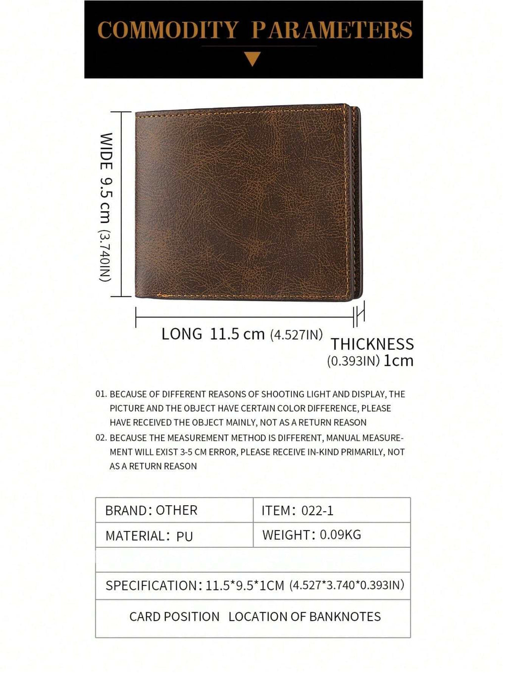 9689 1c-015 Billetera De Cuero Plegable Para Hombre