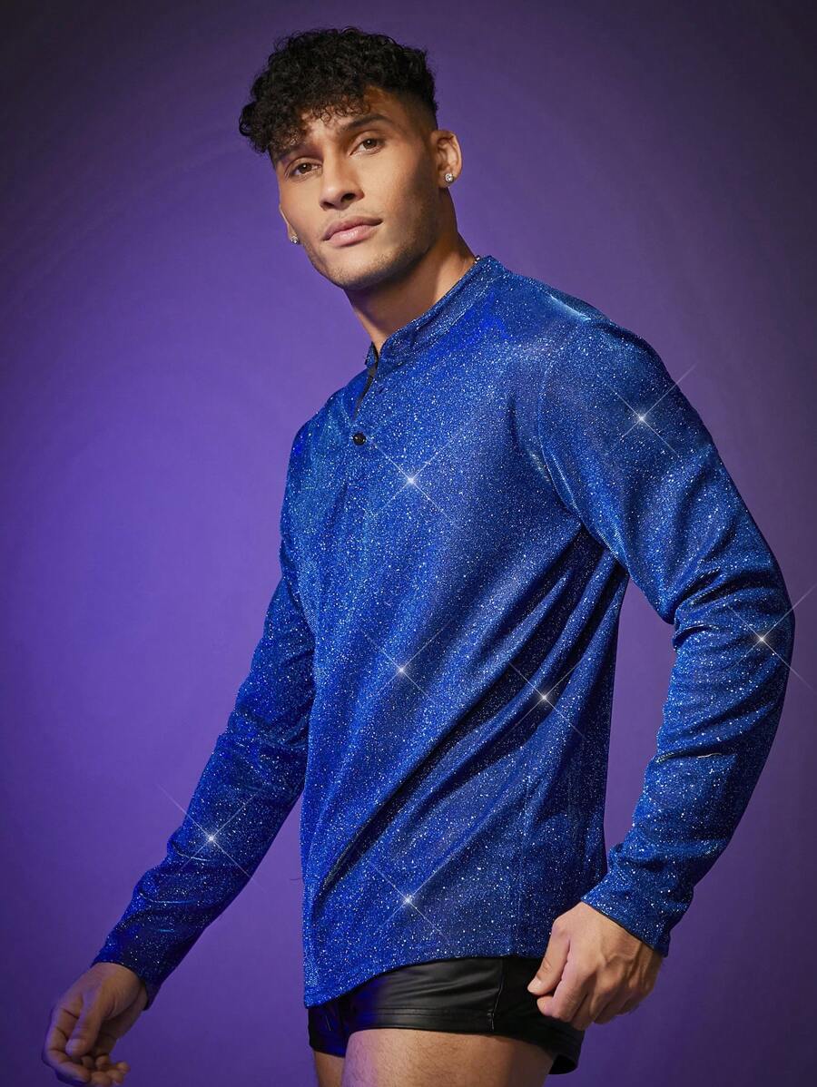 8482 2 a01-04 Polo De Manga Larga Brillante Para Hombre