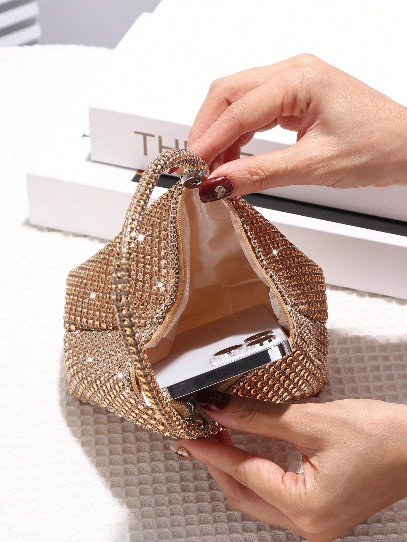 7543 a03-04 Mini Bolso De Mano Con Diamantes Brillantes Para Mujer