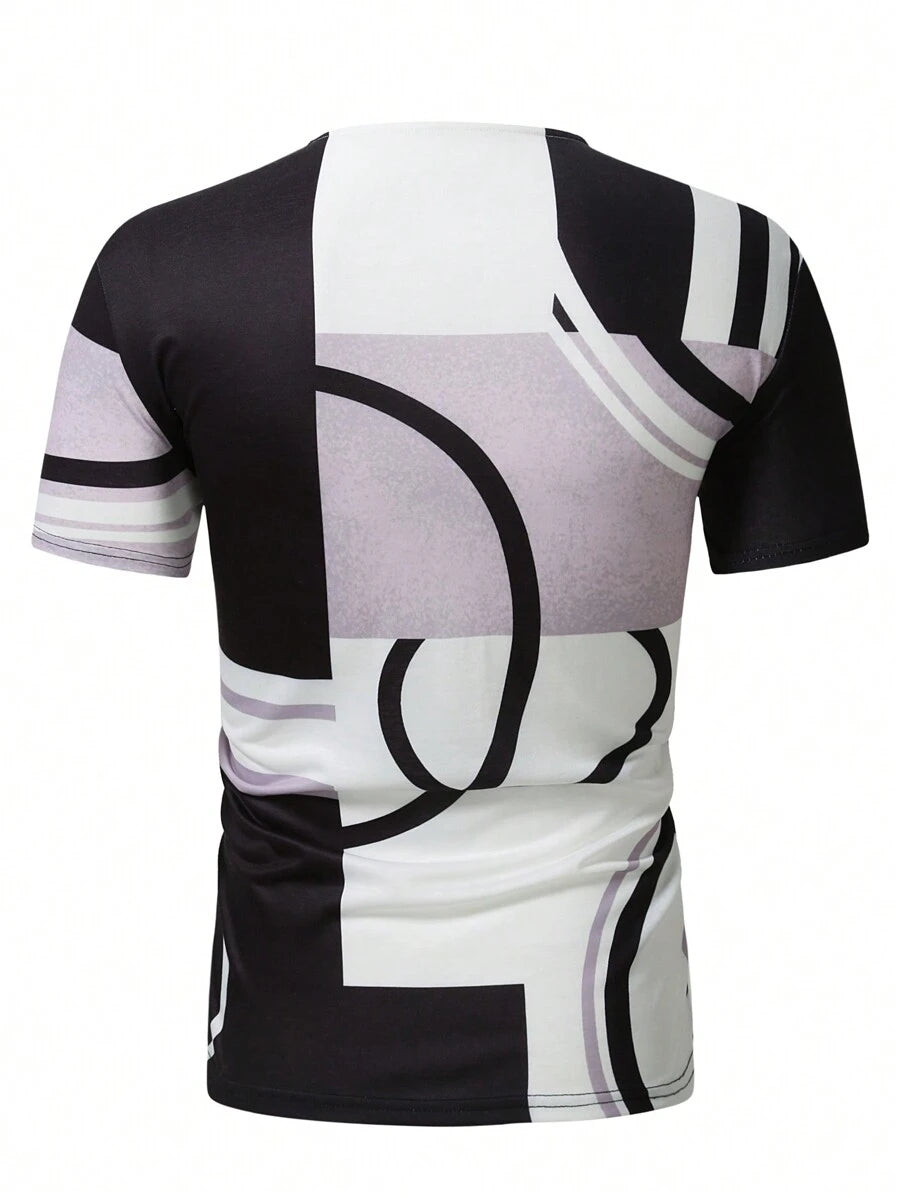 9750 1t-396 Hombres Camiseta con estampado geométrico