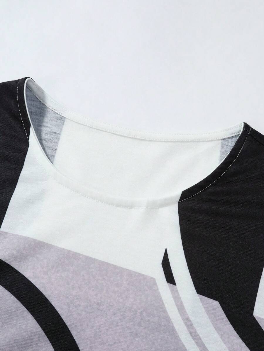 9750 1t-396 Hombres Camiseta con estampado geométrico