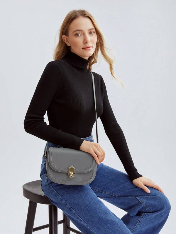 8121 1t-002 Bolso Bandolera Con Cubierta De Solapa Para Mujer Con Hebilla Metálica