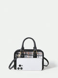 8768 1t-002 Bolsa De Bandolera A Cuadros Con Correa Ajustable