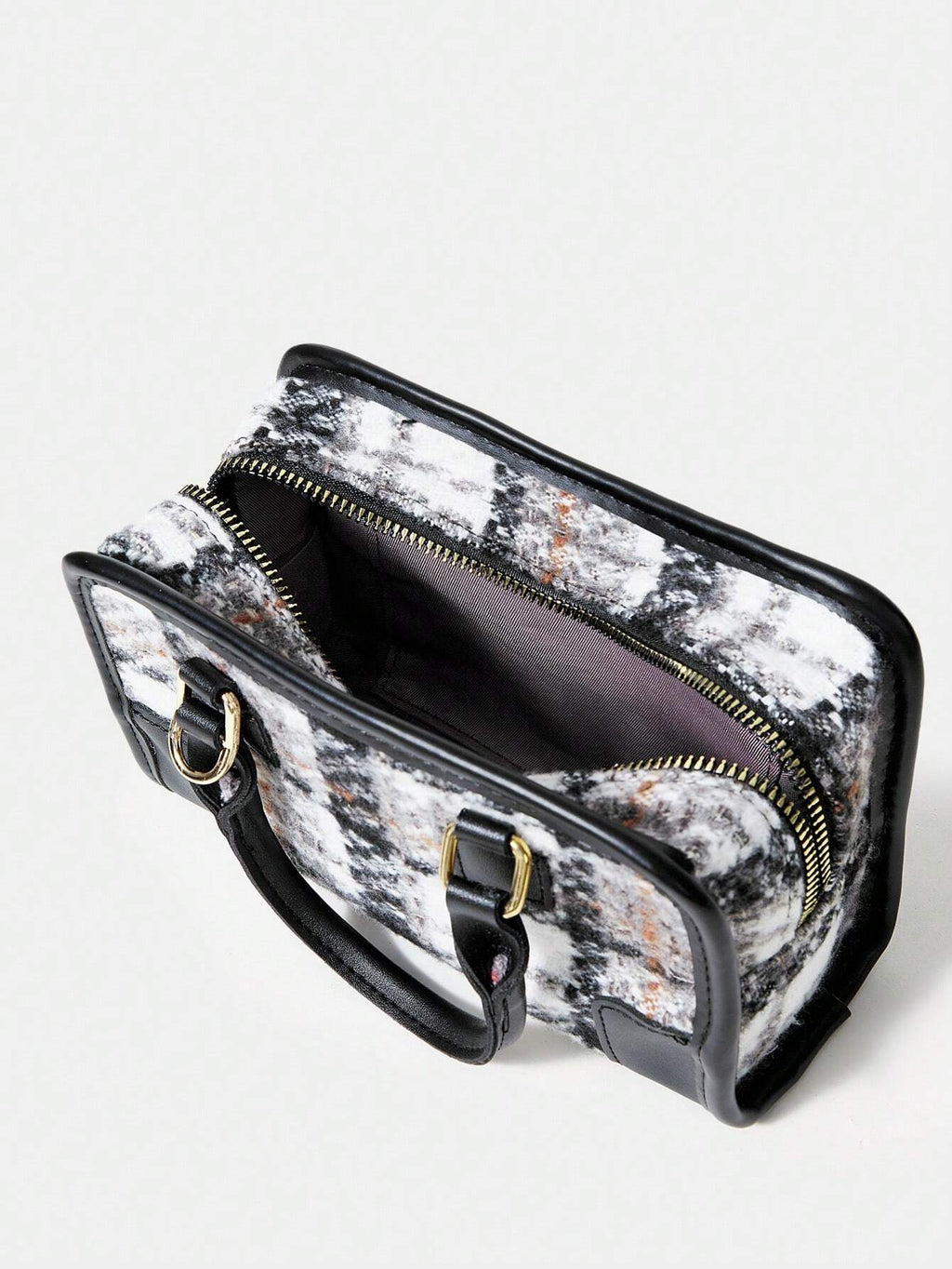 8768 1t-002 Bolsa De Bandolera A Cuadros Con Correa Ajustable