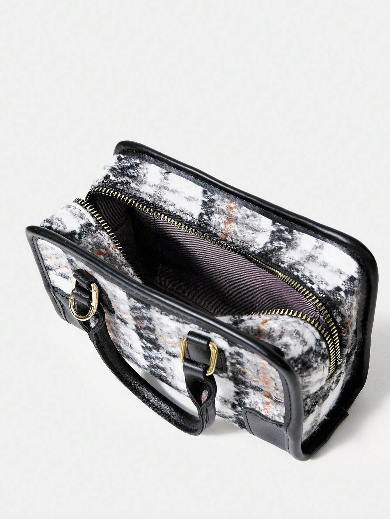 8768 1t-002 Bolsa De Bandolera A Cuadros Con Correa Ajustable