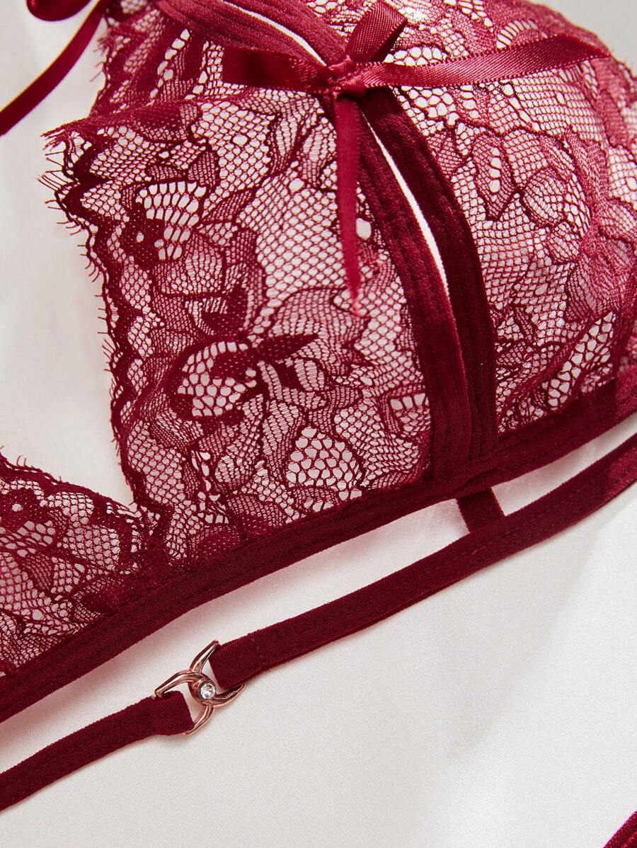 8986 2a-02-19 Conjunto De Lencería Sexy Con Diseño De Lazo Y Espalda Para Mujer