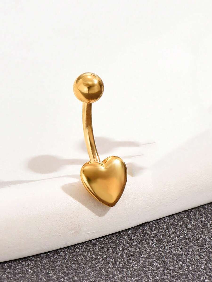 10016 1b-076 Piercing De Ombligo Con Forma De Corazón De Acero Inoxidable