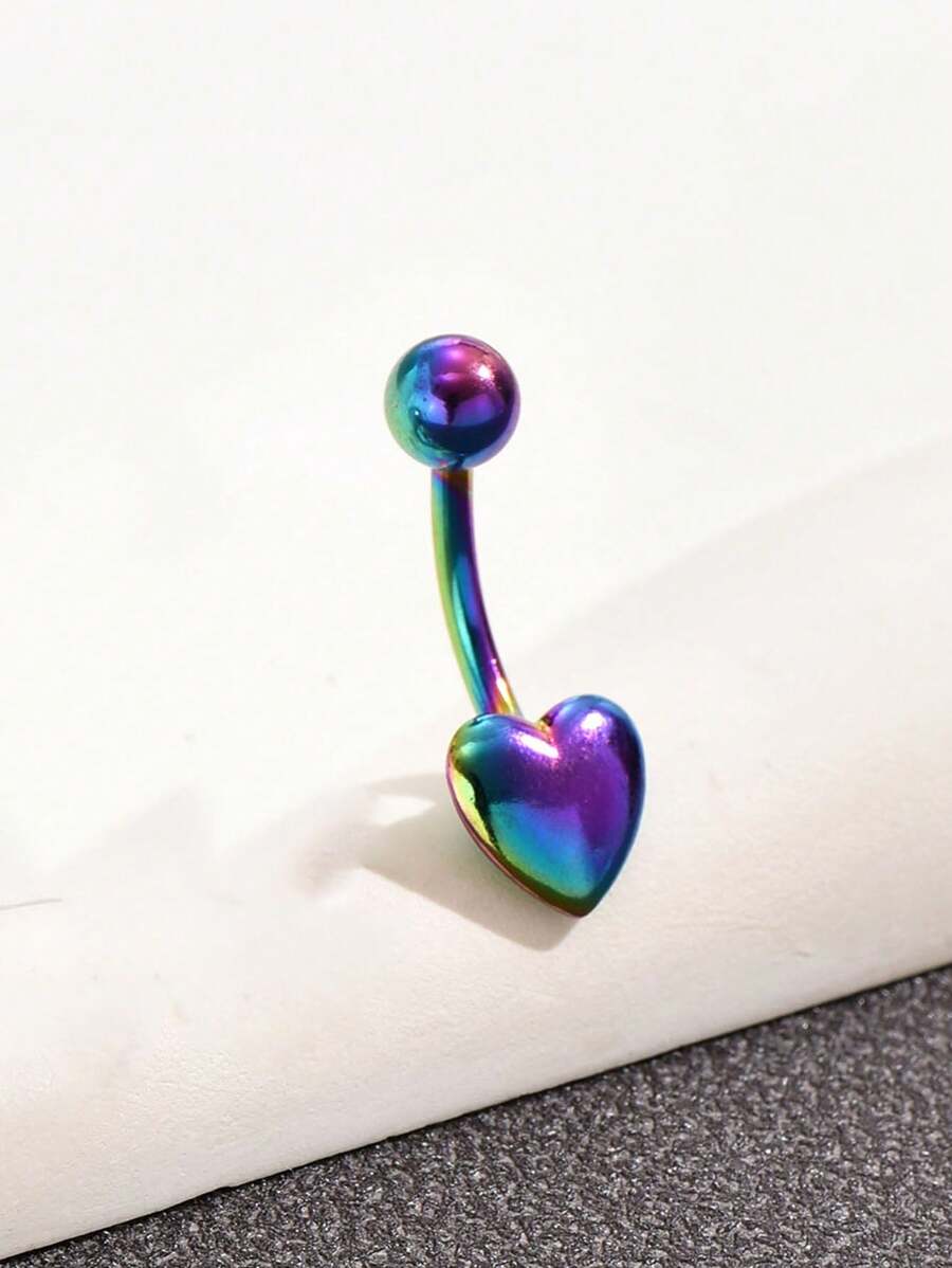 10016 1b-076 Piercing De Ombligo Con Forma De Corazón De Acero Inoxidable