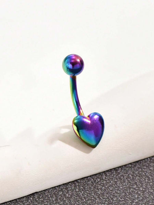 10016 1b-076 Piercing De Ombligo Con Forma De Corazón De Acero Inoxidable