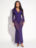 8263 1t-005 Vestido brillante transparente para mujeres