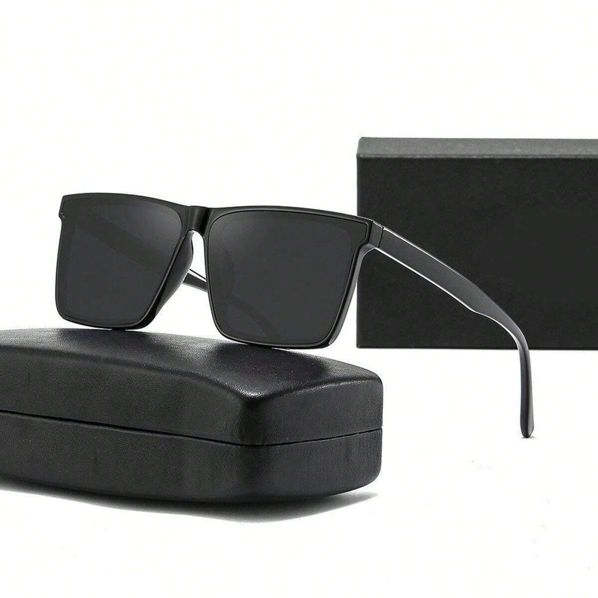 8554 a04-04 Gafas De Sol Cuadradas Clásicas Negras Para Hombre