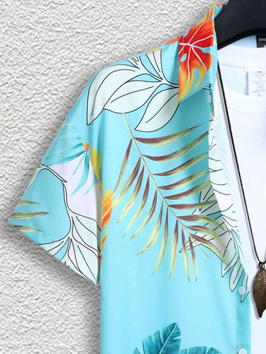 9912 2c-282 Conjunto De 2 Piezas De Camisa Y Shorts Con Estampado Tropical