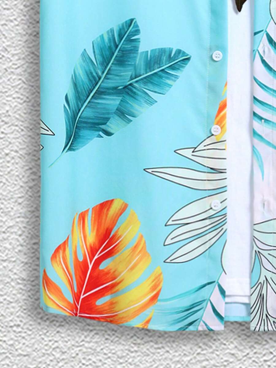 9912 2c-282 Conjunto De 2 Piezas De Camisa Y Shorts Con Estampado Tropical