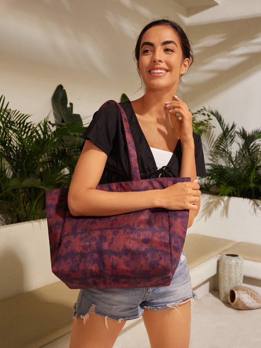 8766 1t-002 Bolso Tote Teñido Anudado Para Mujer