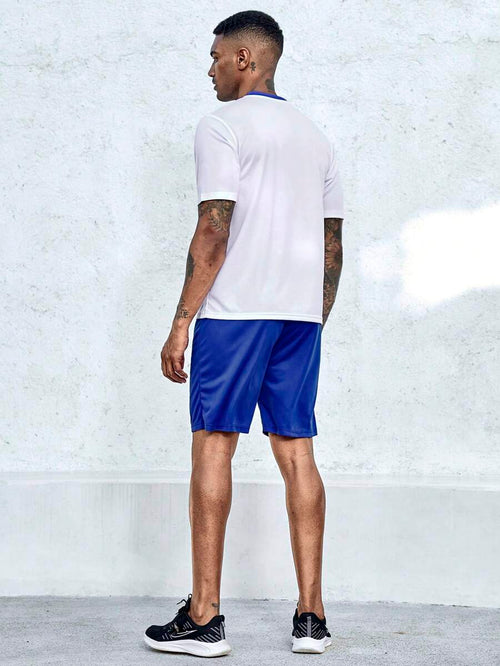 11260 1t-006 Football Conjunto De Uniforme De Fútbol Para Hombres Con Camisa De Manga Corta Y Pantalones Cortos Con Estampado Geométrico