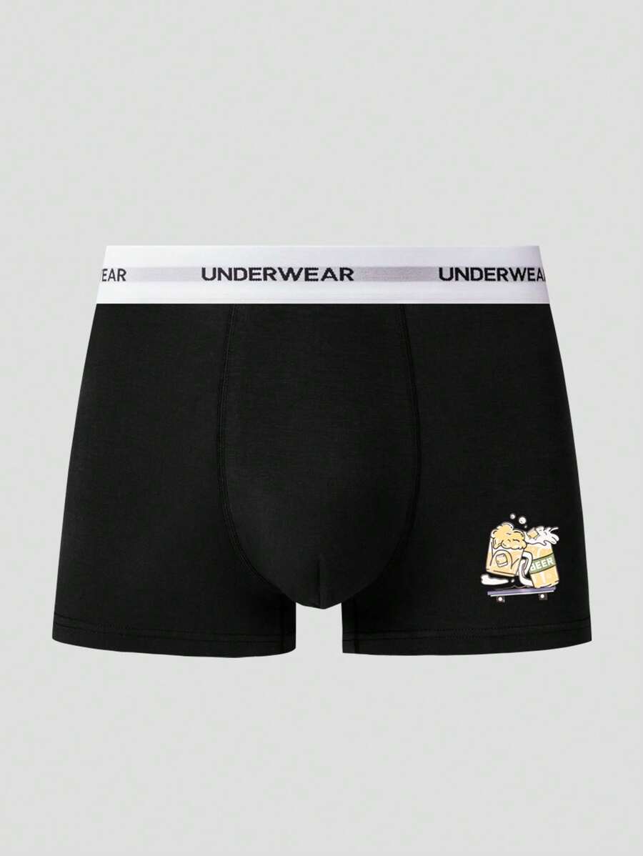 13877 1a-038 Bóxer 1 pieza Con Web De Letras Y Estampado De Dibujos Animados
