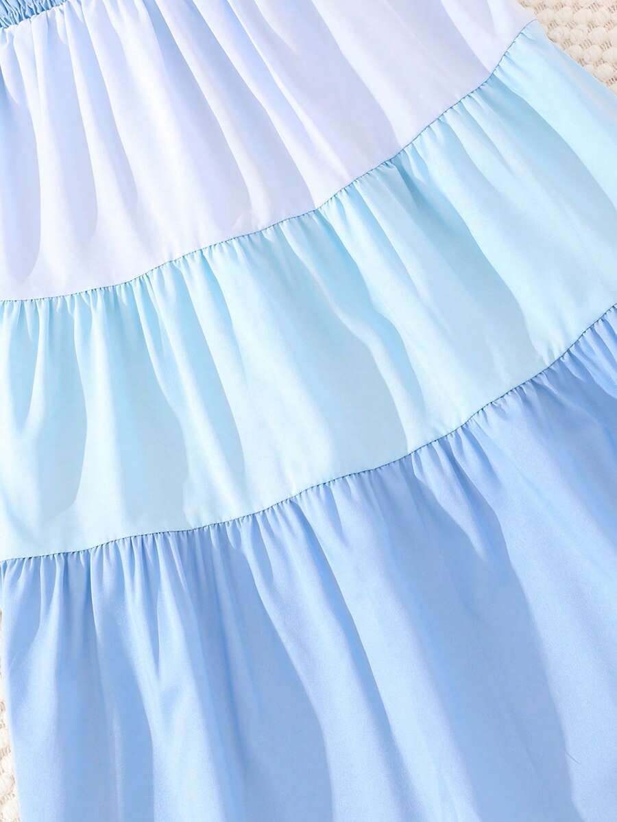 15839 2a-03-25 Vestido De Tirantes Para Adolescente Con Bloque De Color