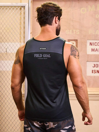 10839 2a-01-03 Camiseta Deportiva De Tanque Con Estampado De Letras Para Hombres