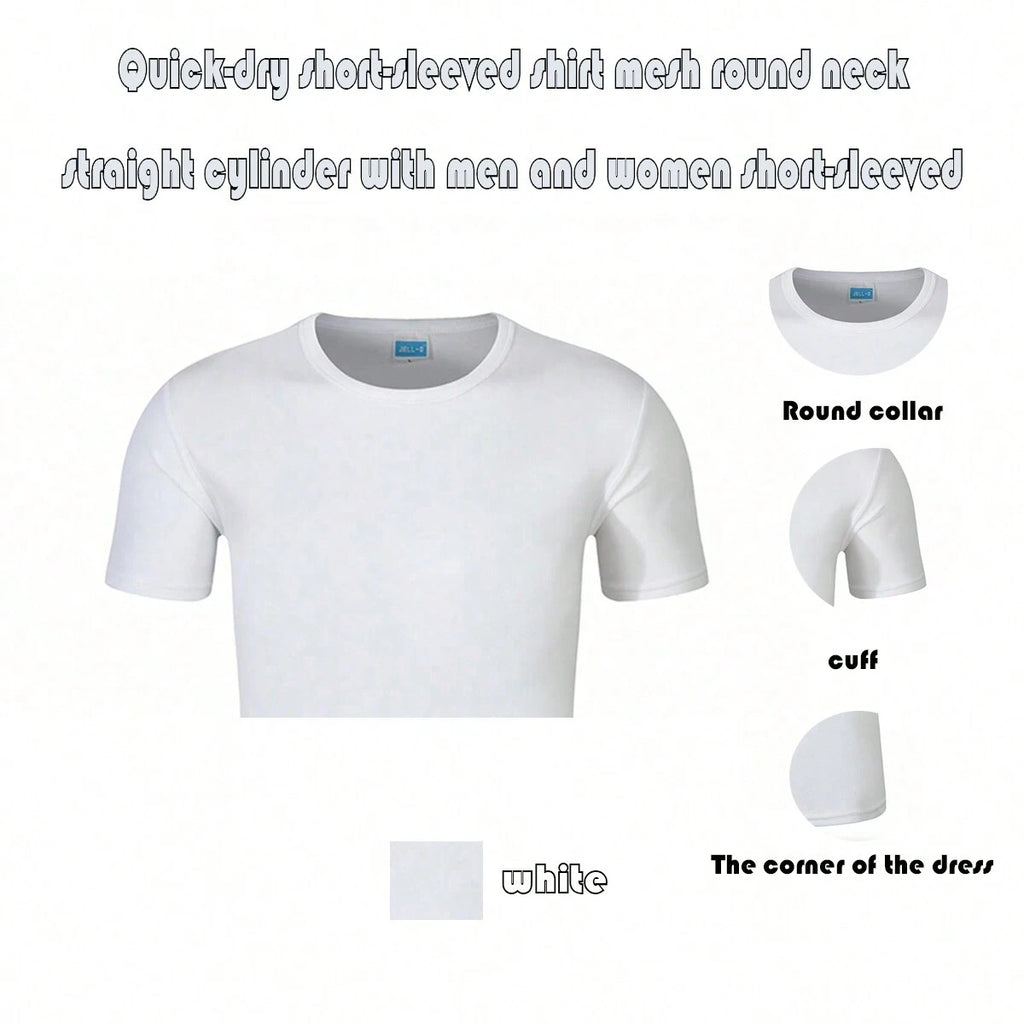 8953 1t-396 Camiseta De Manga Corta De Secado Rápido Con Cuello Redondo De Malla Y Corte Recto