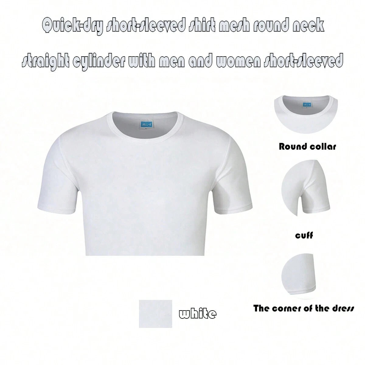 8953 1t-396 Camiseta De Manga Corta De Secado Rápido Con Cuello Redondo De Malla Y Corte Recto