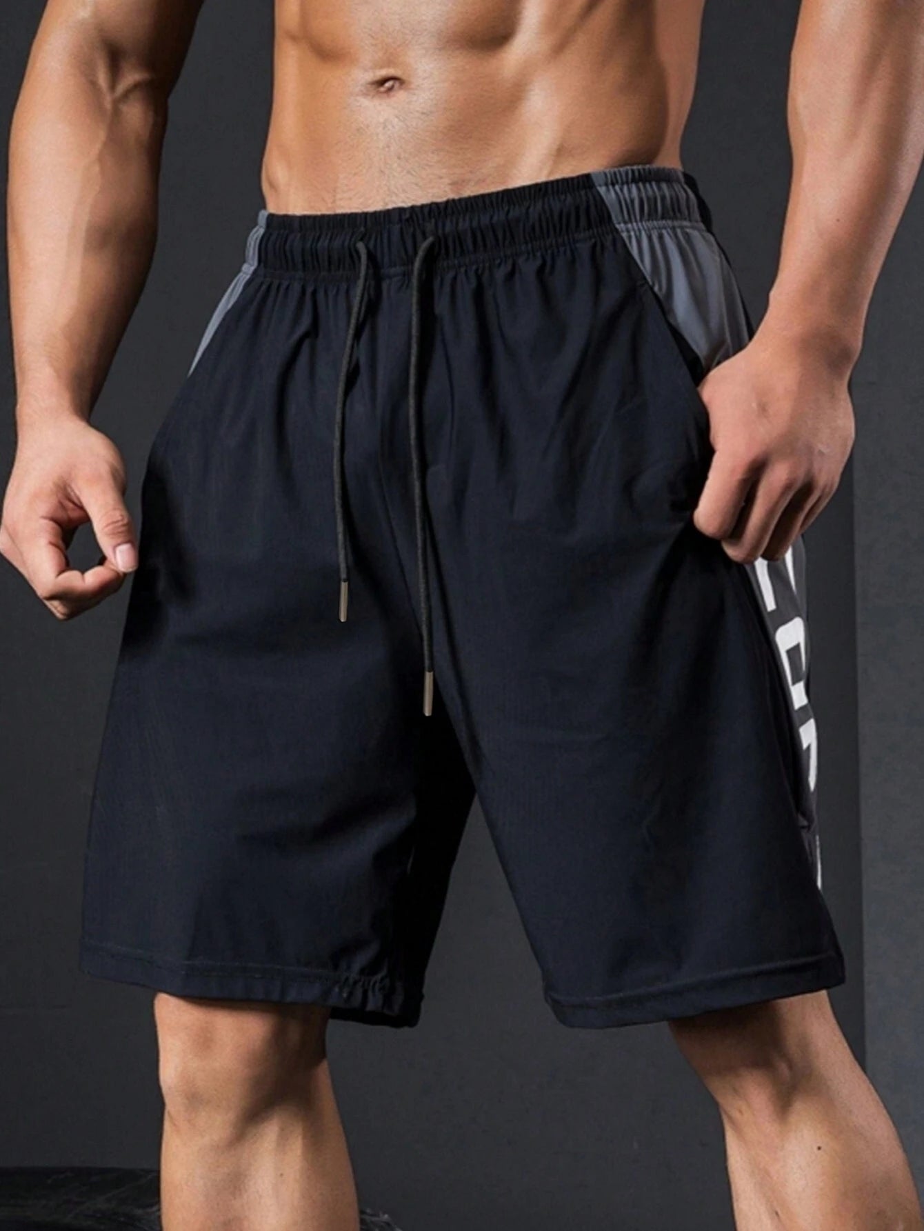 9860 1t-006 Short Deportivo De Cintura Con Cordón Con Costuras Laterales