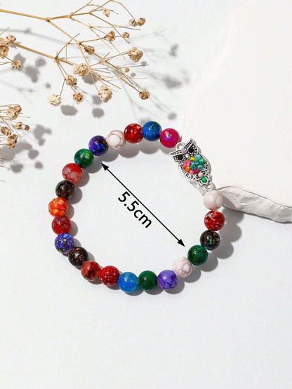 10984  b03-22 1 Pieza Pulsera Popular Hecha A Mano De Aleación De Diseño De Cielo Estrellado Con Cuentas Arcoíris Para Adolescentes