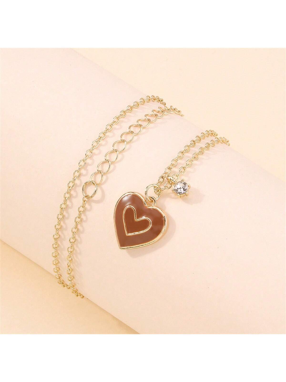 7962 1b-076 Una Pieza Collar De Colgante Con Forma De Corazón