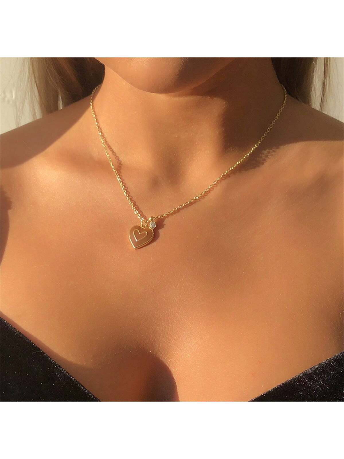 7962 1b-076 Una Pieza Collar De Colgante Con Forma De Corazón