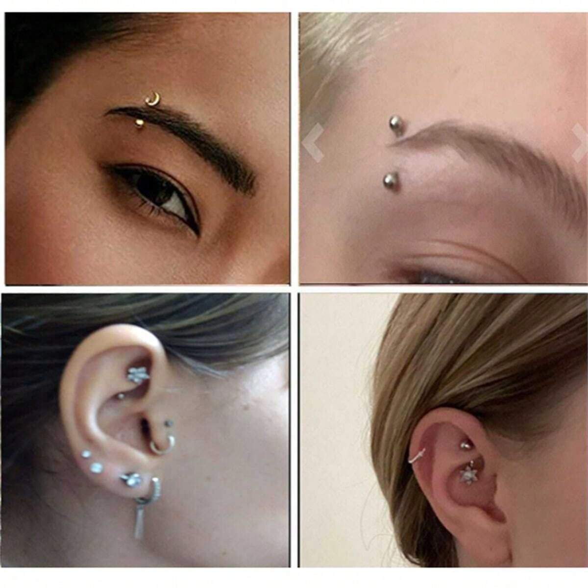 10017 1b-076 Cuatro Piezas Piercing de cejas De Acero Inoxidable