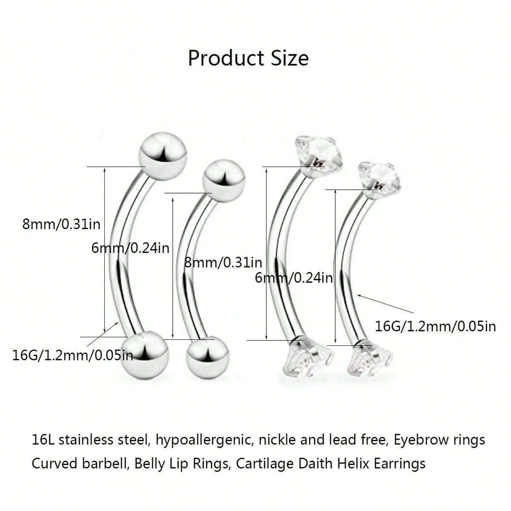 10017 1b-076 Cuatro Piezas Piercing de cejas De Acero Inoxidable