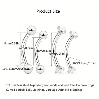 10017 1b-03-17 Cuatro Piezas Piercing de cejas De Acero Inoxidable