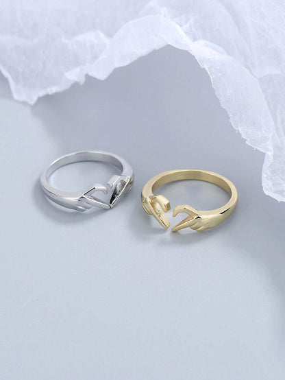 9378 a10-27 Set Anillo Dos Piezas Con Forma De Corazón Ajustable Para Mujeres