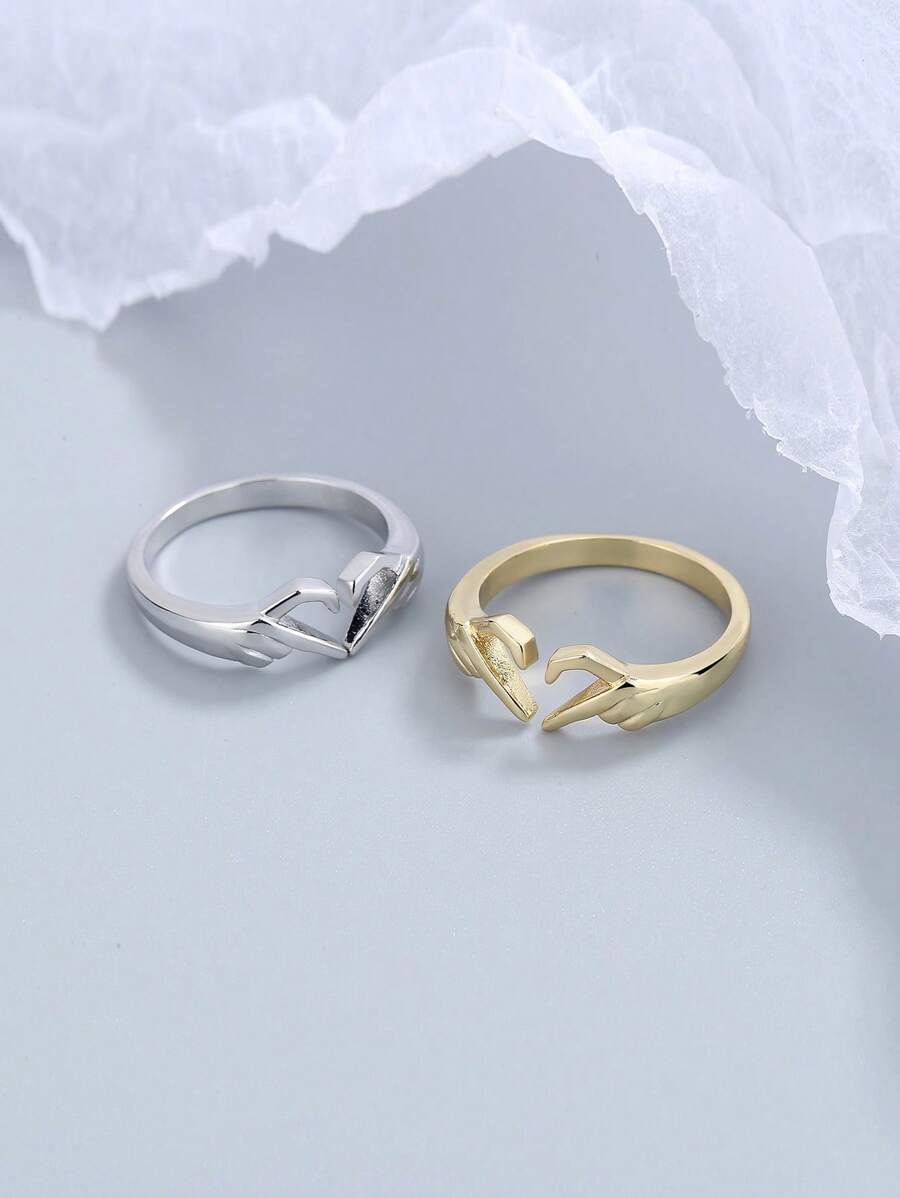 10776 1b-058 Anillo Con Forma De Corazón 2 Pzas