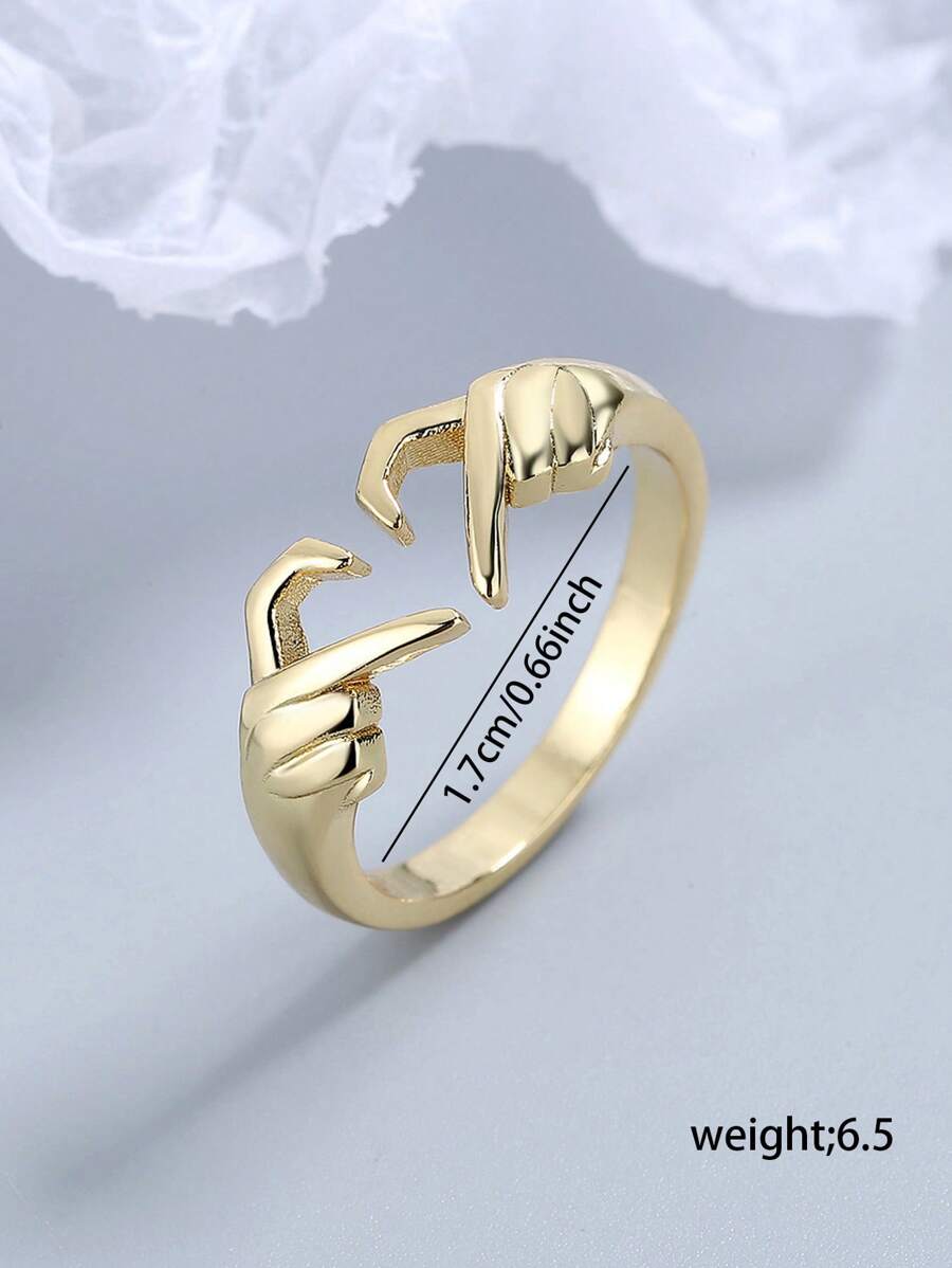 9378 a10-27 Set Anillo Dos Piezas Con Forma De Corazón Ajustable Para Mujeres