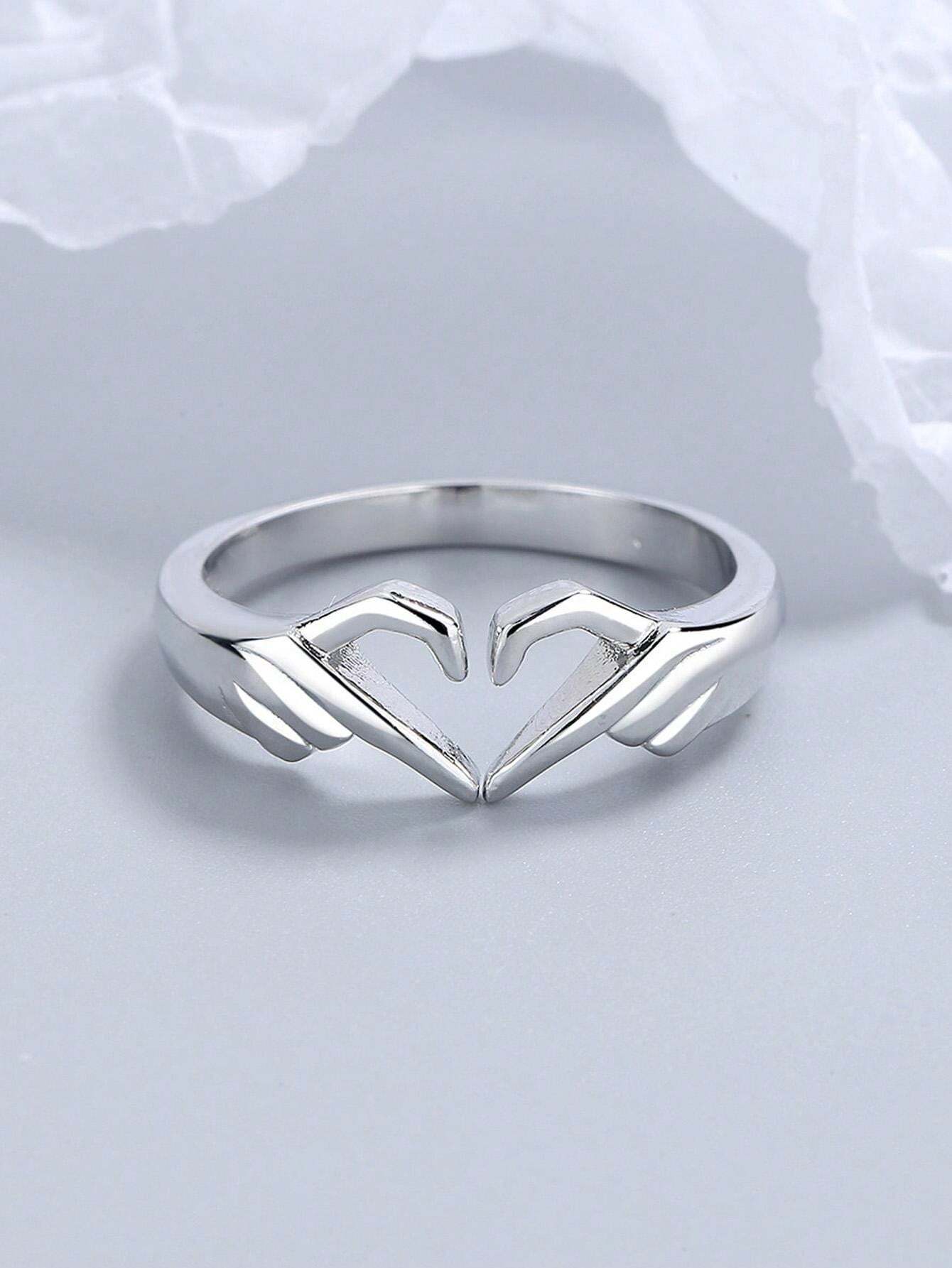 10776 1b-058 Anillo Con Forma De Corazón 2 Pzas