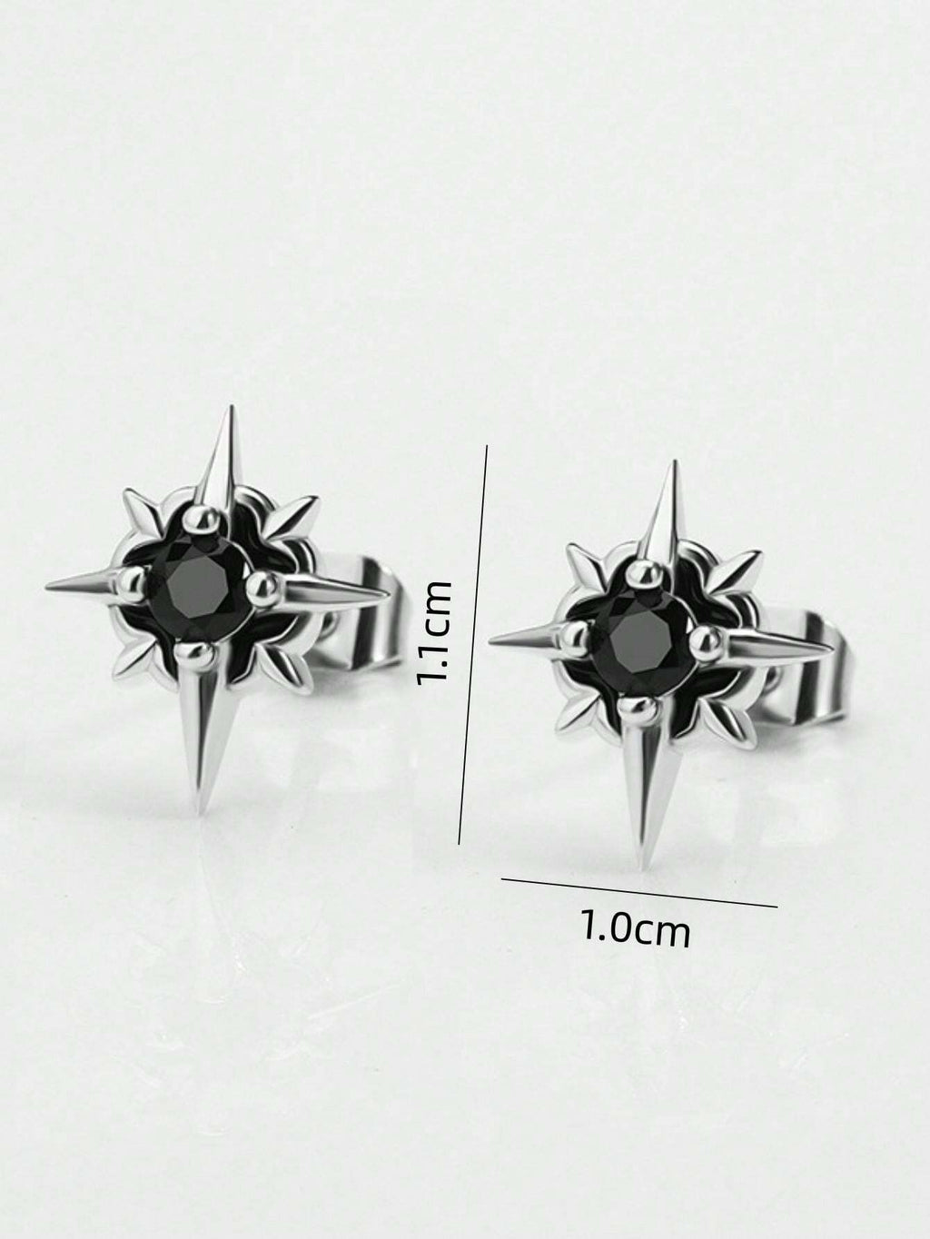 8699 1b-041 Pendientes De Estrella Del Norte De Diamante De Imitación Negras