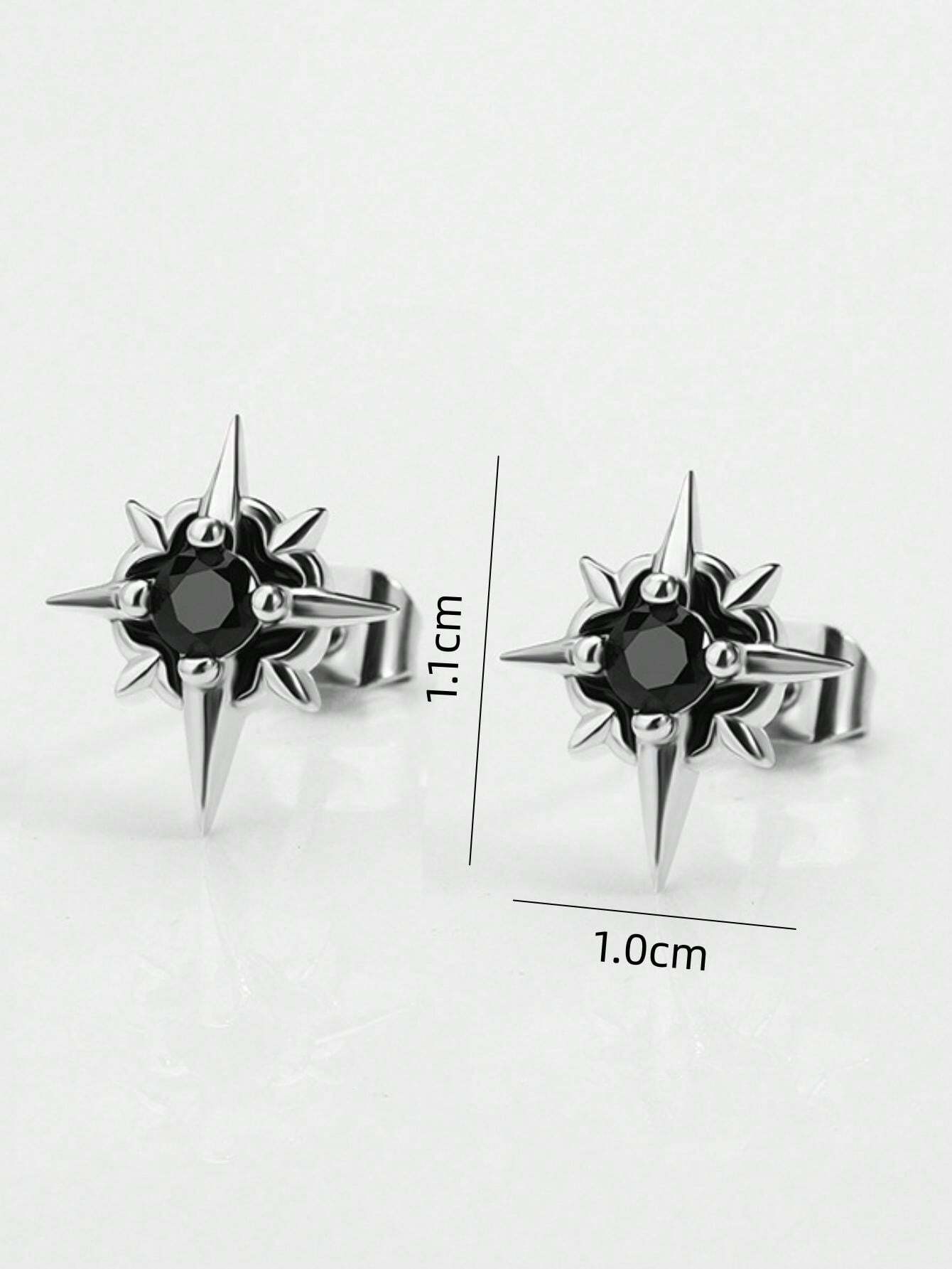 8699 1b-041 Pendientes De Estrella Del Norte De Diamante De Imitación Negras