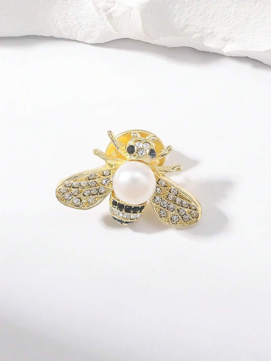 11089 1b-074 1 Pieza Elegante Gemelo En Estilo De Abeja Pequeña Con Incrustaciones De Strass Para Uso Diario De Damas