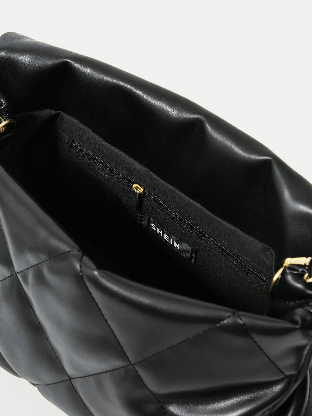 8769 1t-002 Bolso De Hombro De Mujer Negro A Cuadros