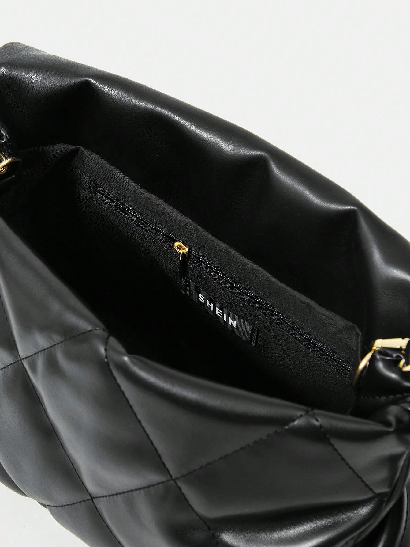 8769 1t-002 Bolso De Hombro De Mujer Negro A Cuadros