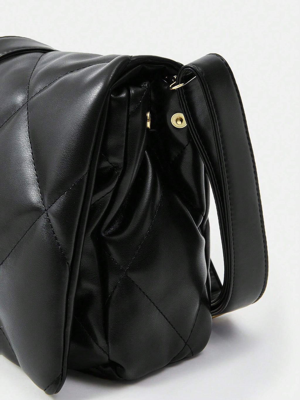 8769 1t-002 Bolso De Hombro De Mujer Negro A Cuadros